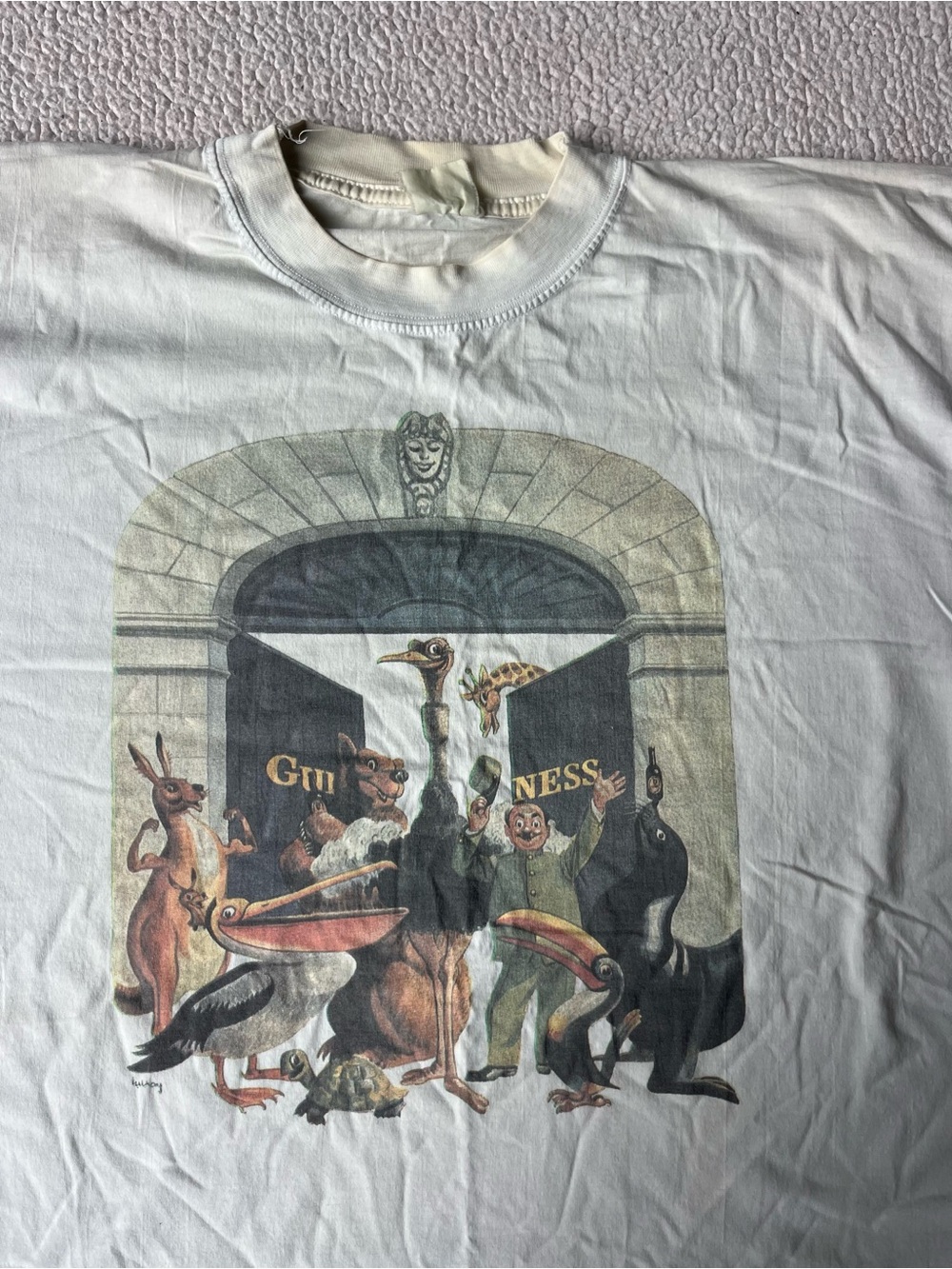 Vintage 90s Guinness Printed White Tshirt Mens XL